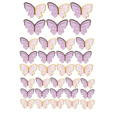 Dabija33 Fluturi albi si roz pal imagine comestibila din vafa 30x20cm